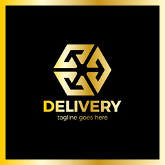 Delivery Box Three Arrow Logo. Logistic cube. Transporting hexagon