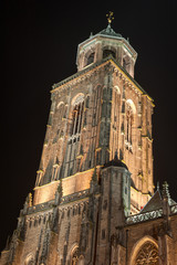 Lebuinus church tower at night