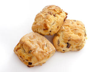 Trio of fresh raisin scones