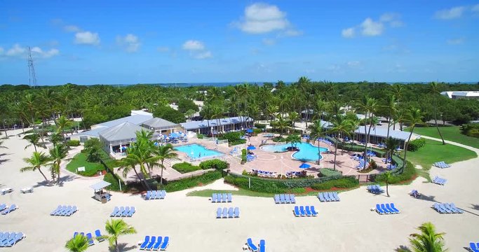 Aerial 4k view of tropical paradise Island, Islamorada, Florida Keys, circa 2016