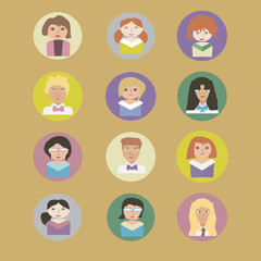 women. icons. set. vector illustration