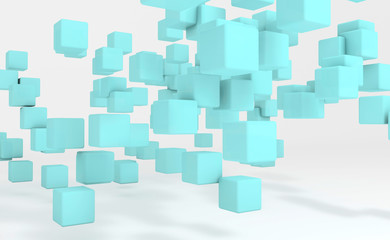 3D illustration - Blue cubes abstract background 