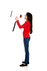 Attractive woman with megaphone.