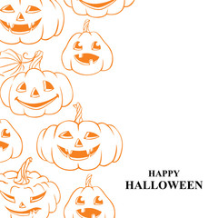 Halloween card with contour pumpkins