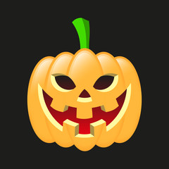 Halloween pumpkin smiling. Drawn with 3D effect.
