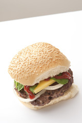 burger with cheese and toppings