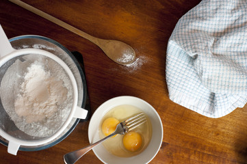 Baking ingredients in the kitchen