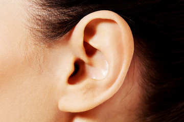 Close up photo of a female ear