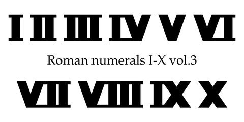Roman numerals set I-X (1-10)
