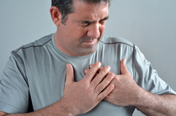 Man having acute pain in a his chest