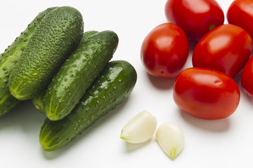 Fresh vegetables on a white background