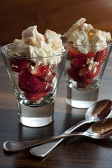 Strawberry and cream sundae