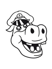 head face seahorse sailor seaman ship boat sailing swim captain sweet little cute baby hippo happy child