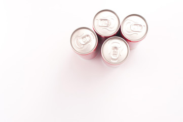Overhead view of energy drinks in cans