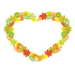 Heart from autumn leaves