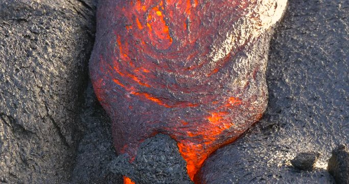 Hawaiian Lava flow from Kilauea volcano Hawaii. Lava stream flowing in real-time from Kilauea volcano around Hawaii volcanoes national park, USA.