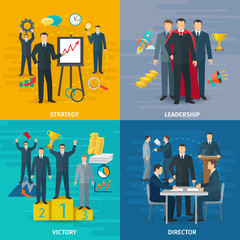 Leadership Concept Icons Set 
