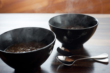 Two bowls of onion soup