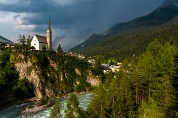 Small church in mountains Alps