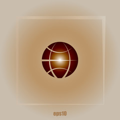 Flat paper cut style icon of globe