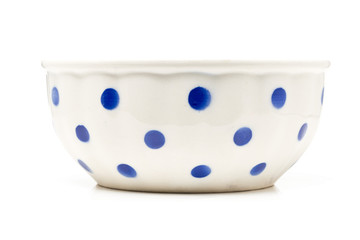 White with blue dots ceramic bowl