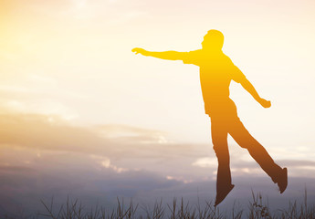 SilhouetteHappy Man Jumping