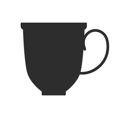 Coffee, tea cup. Mug for drinks. Black silhouette mugs, dishes.