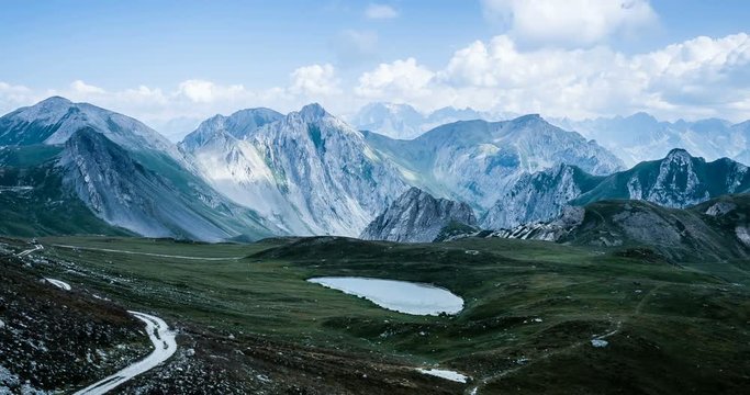 4K, Time Lapse, Mountain Range At Gias Bandia, Italy - Cold Version, Pan