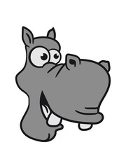 head, face, laugh funny comic cartoon design sweet little cute baby hippo happy child