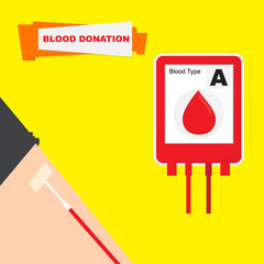 Vector illustration blood bag . Donate blood concept.