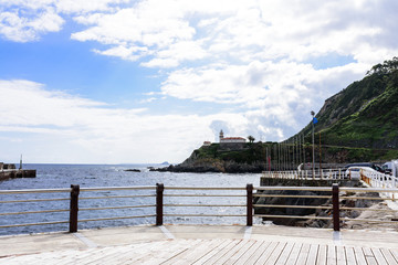 Obraz premium Beautiful seaview from green forest