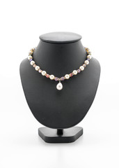 beautiful and luxury necklace on jewelry stand neck