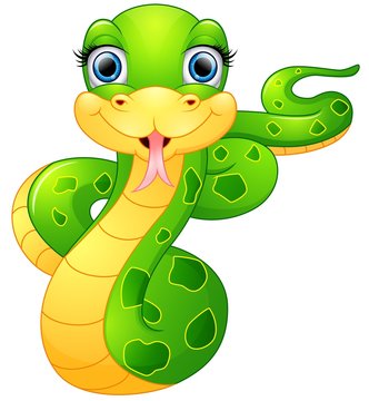 Happy green snake cartoon