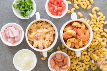 macaroni cheese and ham