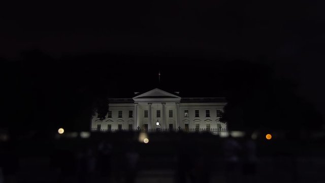 Washington DC - July 5th, 2016: Wide Angle Shot Of The White House At Night