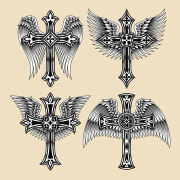 Winged Cross Set