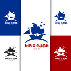 Obraz na płótnie Canvas Ship classic lowercase flat logo design template