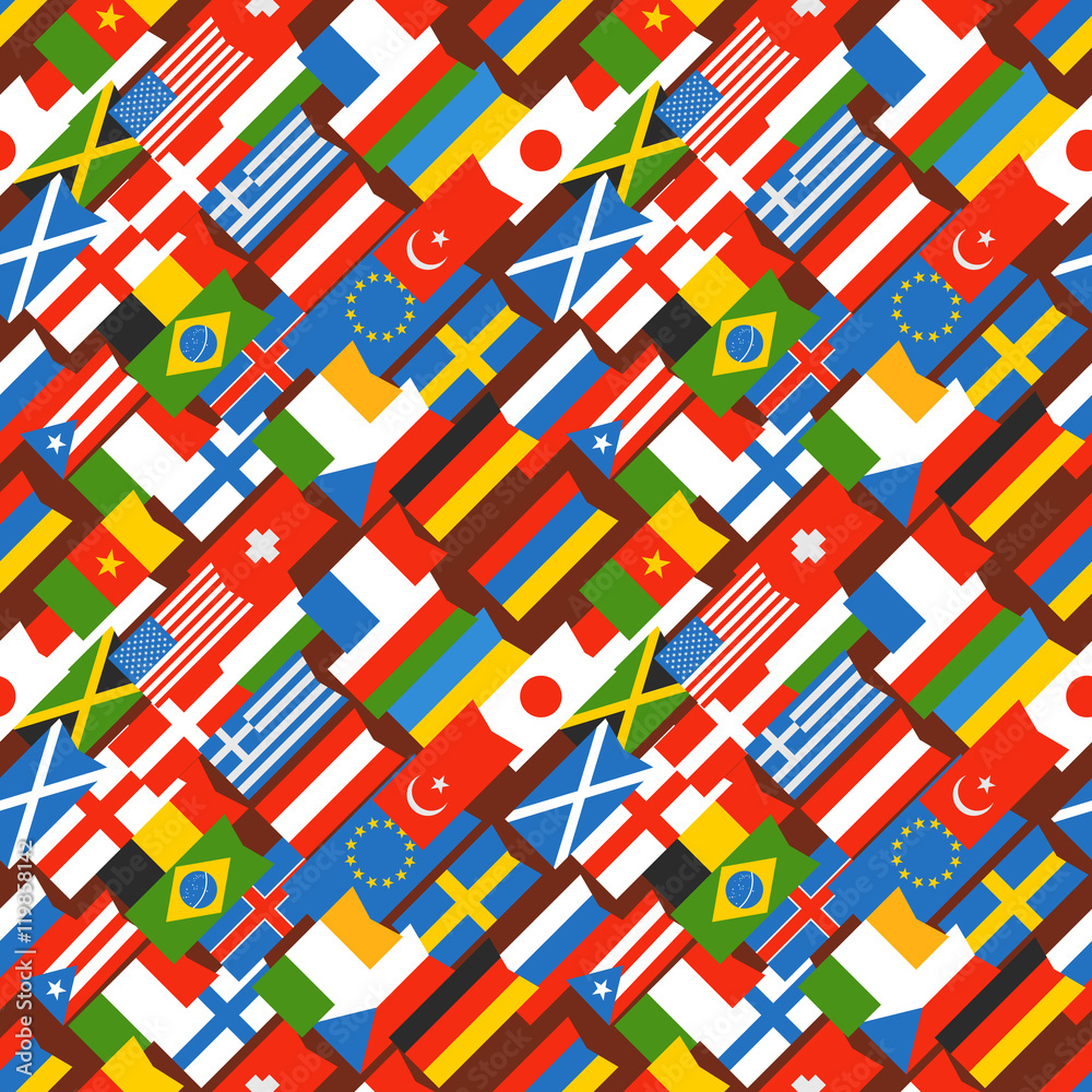 Poster different color flags seamless background