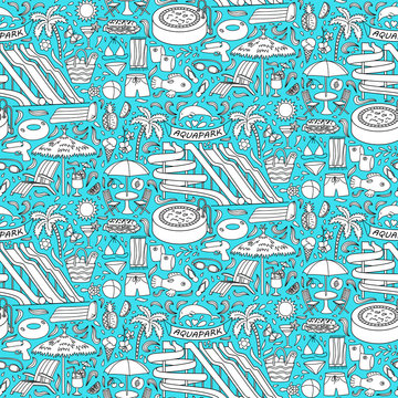 Aquapark doodle seamless pattern