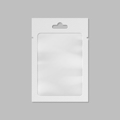 white pocket bag with transparent window and hang slot illustration