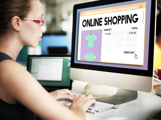 Obraz na płótnie Canvas Online Shopping Buying Cart Internet Retail Digital Concept