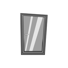 Glass interior door icon in black monochrome style isolated on white background. Interior design symbol. Vector illustration