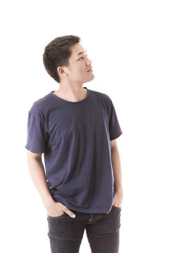 Young man isolated on white. Asian male model