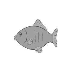 Fish icon in black monochrome style isolated on white background. Seafood symbol. Vector illustration