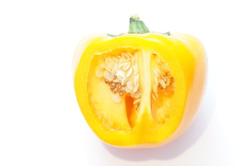 Yellow pepper isolated on a colorful background. Vegetables isolated on background.