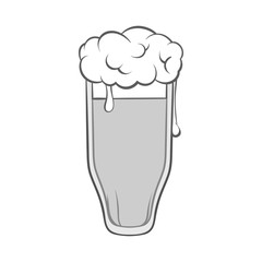 Tall glass of beer icon in black monochrome style isolated on white background. Drink symbol. Vector illustration