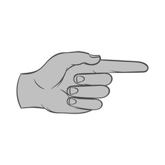 Gesture with index finger icon in black monochrome style isolated on white background. Gestural symbol. Vector illustration