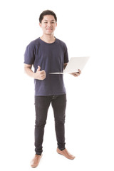 Young man isolated on white. Asian male model