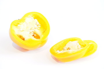 Yellow pepper isolated on a colorful background. Vegetables isolated on background.