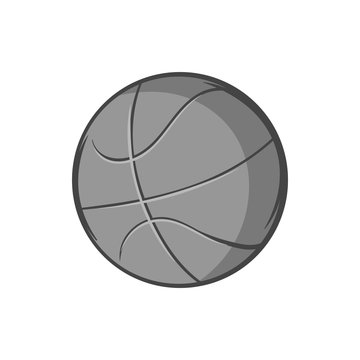 Basketball ball icon in black monochrome style isolated on white background. Sport symbol. Vector illustration